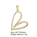 Golden heart pendant with zircons and drip oil, 30.7x25.6mm DIY jewelry accessory - Gold Inlaid Heart Style