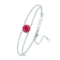 S925 sterling silver bracelet featuring a red 1.00CT round brilliant cut moissanite - July Red Zirconia