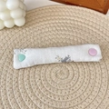 Floral fabric cable organizer strap with mint green heart and pink round snap buttons - Orange Ditsy Floral