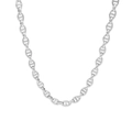 Detailed view of silver stainless steel mariner link chain with high polish finish - Silver 6MM Necklace