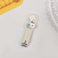 Cute white cartoon bunny stainless steel nail clipper with a portable plastic handle - Beige Bunny