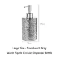 Frasco de loción gris transparente grande con textura ondulada y medidas 175x75mm - 400ml-Redondo Gris Transparente