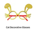 Christmas cat ear glasses with gold glitter frames and Merry Christmas lettering - Gold Cat Decorative Glasses