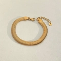 Minimalist gold PVD plated stainless steel snake chain bracelet with lobster clasp - Gold Flat Snake Chain Style (SAK984)
