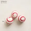 Handmade wool felt Christmas decorative balls with red spiral pattern, set of three - No.38 Pack of 3-Red White Spiral Ball