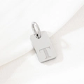Ciondolo rettangolare in acciaio inox argento con lettera T incisa per gioielli fai da te - Lettera T (KLJ9852-Z) / Argento