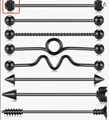 8-piece black stainless steel industrial piercing set with arrow and screw designs - Black 8-Piece Set
