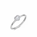 Minimalist S925 sterling silver ring featuring a sparkling heart-shaped diamond zircon stone - US Size 6 / Silver