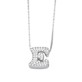 Silver letter E pendant necklace with sparkling cubic zirconia and box chain - Letter E / Silver