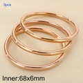 Set of 3 rose gold 6mm hollow stainless steel bangles with polished finish and 68mm diameter - Rose Gold Set (3 Rings)