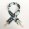 Close-up of bohemian geometric diamond pattern canvas bag strap with gold swivel hooks - Pattern No. 2