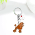 Brown poodle metal keychain with engraved I Love Dogs charm on a white background - Brown Poodle (Brown Poodle Heart)