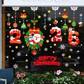 2026 Christmas window static sticker featuring Santa, penguins, and snowflakes - 2026 Year Commemorative Red Text Style (SR-22)