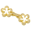 Gold flower clasp connector with white zircon stones for DIY jewelry making - VK271 Gold Double Petal Clasp