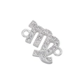 Macro detail of silver Virgo zodiac connector link with pavé cubic zirconia stones - Silver Virgo