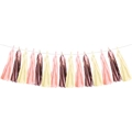 Quastengirlande aus Seidenpapier in Rosa und Roségold mit 15 Quasten für Partydeko - 15 Stück Quastengirlande (Rosa/Gold/Roségold)
