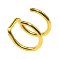 Detail view of a double-layered gold-plated stainless steel non-piercing U-shape ear cuff - Gold