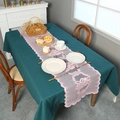 Mantel verde con flecos y elegante camino de mesa de encaje rosa para decoración - 40*180CM / Rosa