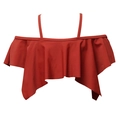 Rotes Bikini-Oberteil für Mädchen mit Rüschen und schmalen Trägern für den Sommer - 104 / Nur Burgunderrot Rüschen-Badeoberteil