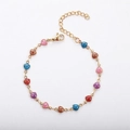 18k gold plated stainless steel bracelet with colorful glitter heart charms and link chain - 17+5cm / Colorful