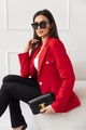 Detail of red blazer showing golden embossed buttons and a slim-fit waist design - S / Tops / Red