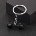 Black dumbbell pendant keychain for fitness enthusiasts with silver link chain - Dumbbell Style-D1331-3 / Black