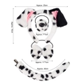 Dalmatian 4-piece cosplay set with spotted ears headband, nose, bowtie, and long tail - Black & White Spotted / 4-Piece Set