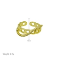 Detailed view of gold chain link ring with zircon stones, 13mm size and 2.7g weight - Style D