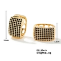 Elegant gold curved stud earrings with micro-set black stones, size 2.0cm x 1.2cm - Gold - Black Zirconia