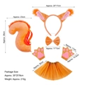 5-piece orange squirrel costume set for kids featuring tutu, ears headband, and bushy tail - Amber Squirrel Ears 3pcs Set + Amber Gloves + Light Brown Tutu Skirt
