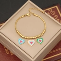 Bracciale a catena a serpente dorata con ciondoli a cuore smaltati colorati - Stile Cuore Multicolore Smaltato (4#)