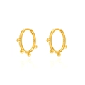 Elegante goldene S925 Sterling Silber Creolen mit vier kleinen Kugeln und 925er Punze - Gold
