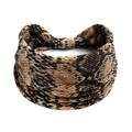 Elastic wide yoga headband featuring a classic brown and black snakeskin python print - Brown Black Snakeskin Style (#40)
