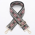 Ethnic style canvas bag strap with red and black geometric patterns and gold clips - Style 197 - Gold Hardware