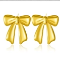 Elegant 3D matte gold bow knot stud earrings made of high-quality stainless steel - Matte Gold 3D Bow