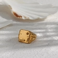 Vintage 18k gold plated irregular lava pattern ring on white sand with shadows - US 6 / Gold