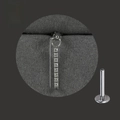 Macro view of G23 solid titanium labret stud with 16.7mm long zircon chain pendant - Steel Color (NO-6)