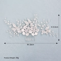 Pettine per capelli da sposa argento con perle e cristalli, 18 cm largo e 8,5 cm alto - Stile Perla Foglia di Fiore Argento (HS-J6082)