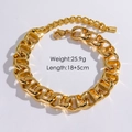 Bracciale a catena spessa in acciaio inossidabile placcato oro 14K, 18+5cm, 25.9g - Oro
