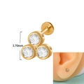 Golden 16G labret stud featuring a 3.70mm three-stone clear zircon triangle design - Beige Geometric / 1.2x6mm