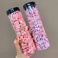 Kids elastic hair bands in pink and purple colors stored in transparent plastic jars - Pink Crab + Purple Jellyfish Style (23#) / 40-Piece Set (One Bucket)