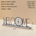 Welcome letter iron clock ornament with wooden base and dimensions 38x12x6cm - Black WELCOME