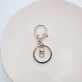 Close-up of silver metal lobster clasp with flat keyring and swivel link DIY hardware - Lobster Clasp + Flat Ring + Figure-8 Swivel / Bright Silver Figure-8 Swivel Style