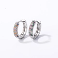 Créoles en argent avec zircons multicolores sertis en micro-pavé et fermoir - Plaqué Argent Zirconium Multicolore (Grand)