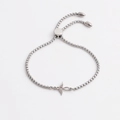 Bracciale regolabile in acciaio inossidabile argento lucido con ciondolo a uccello - Stile Ciondolo Regolabile a Scorrimento / Argento