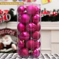 4cm rose red Christmas ball ornaments in shiny, matte and glitter finishes in a 24pc tube - Rose Red Mixed Style / 4cm