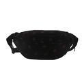 Minimalist black strawberry waist bag with corduroy texture and adjustable strap - Black