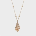 Gold-plated beach shell pendant necklace with delicate chain and golden beads - Spiral Shell