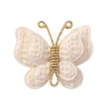 Handmade knitted cream white butterfly hair clip with golden wire detail for babies - Off White