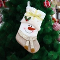 Sparkling snowman Christmas stocking with gold bow and glitter fabric decoration - YH20031B-Gold Snowman